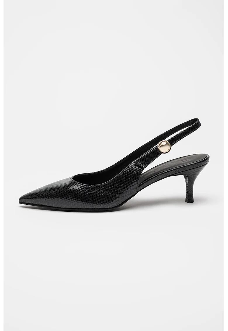 Pantofi slingback de piele cu varf ascutit Sfera, Negru