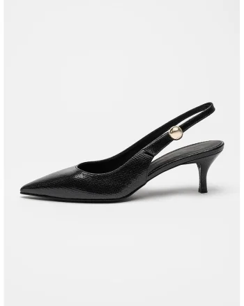 Pantofi slingback de piele cu varf ascutit Sfera, Negru