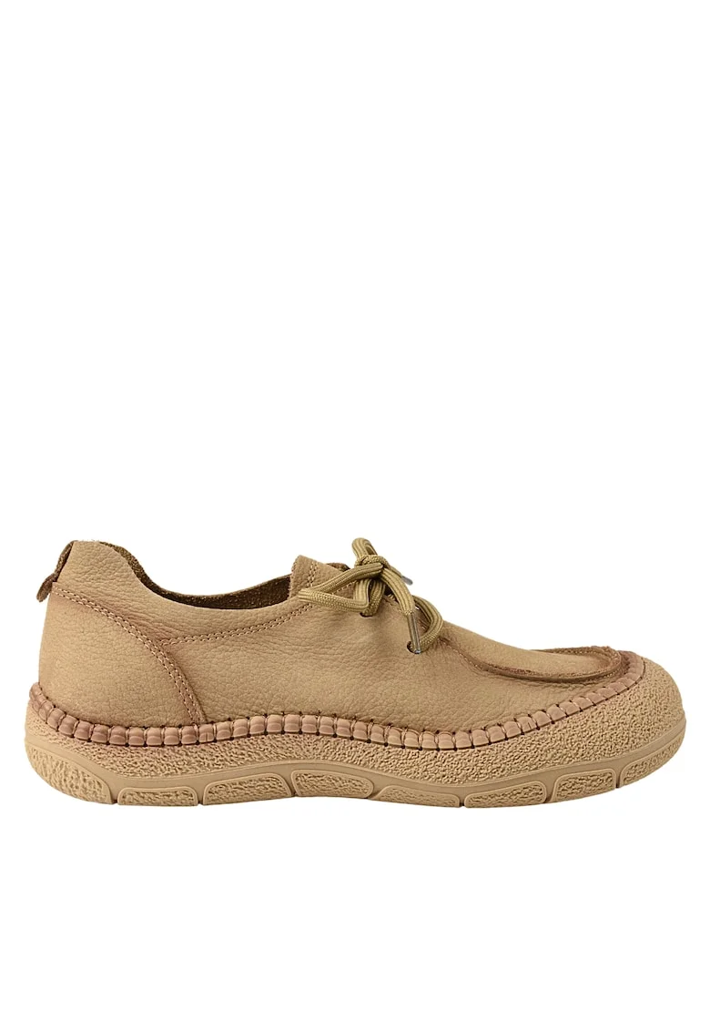 Pantofi casual, dama,  KM 5169 bej, piele nabuc