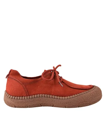 Pantofi casual, dama,  KM 5169 rosu, piele nabuc, Rosu
