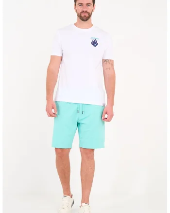 Pantaloni scurti din amestec de bumbac cu snur, Albastru aquamarin