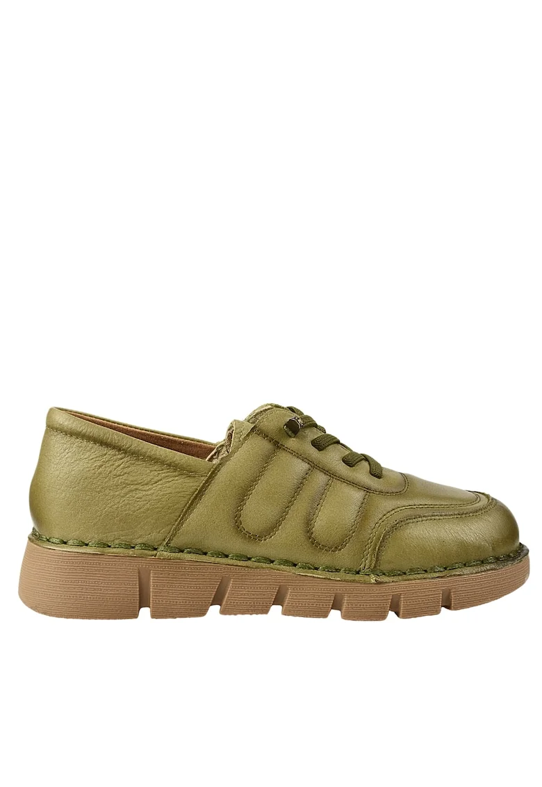 Pantofi casual, dama,  KM 2583 verde, piele naturala, Verde