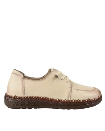 Pantofi casual, dama,  KM 327 crem, piele naturala, Crem