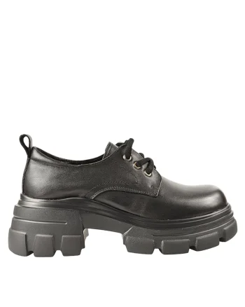 Pantofi casual, dama,  KM 1607 negru, piele naturala, Negru