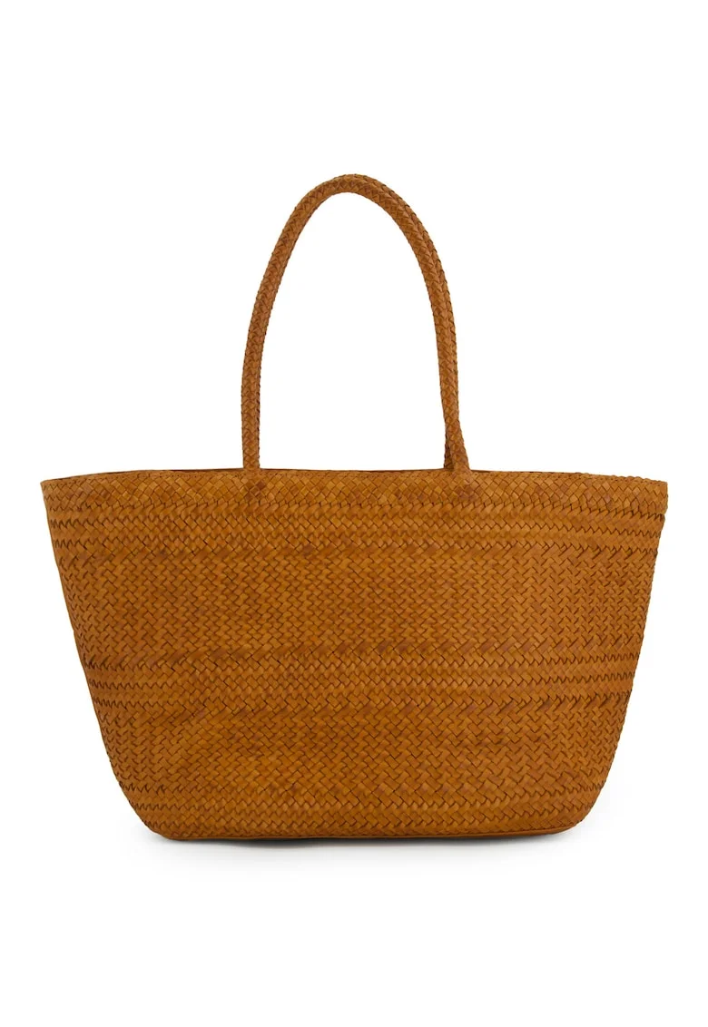 Geanta shopper din piele naturala,  maro, 49x27x13cm, 3 buzunare interioare