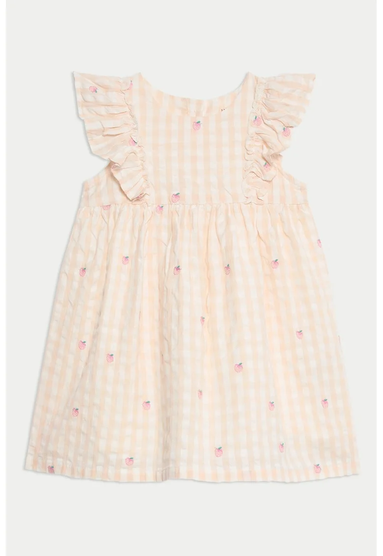 Rochie cu volane Gingham, Piersica