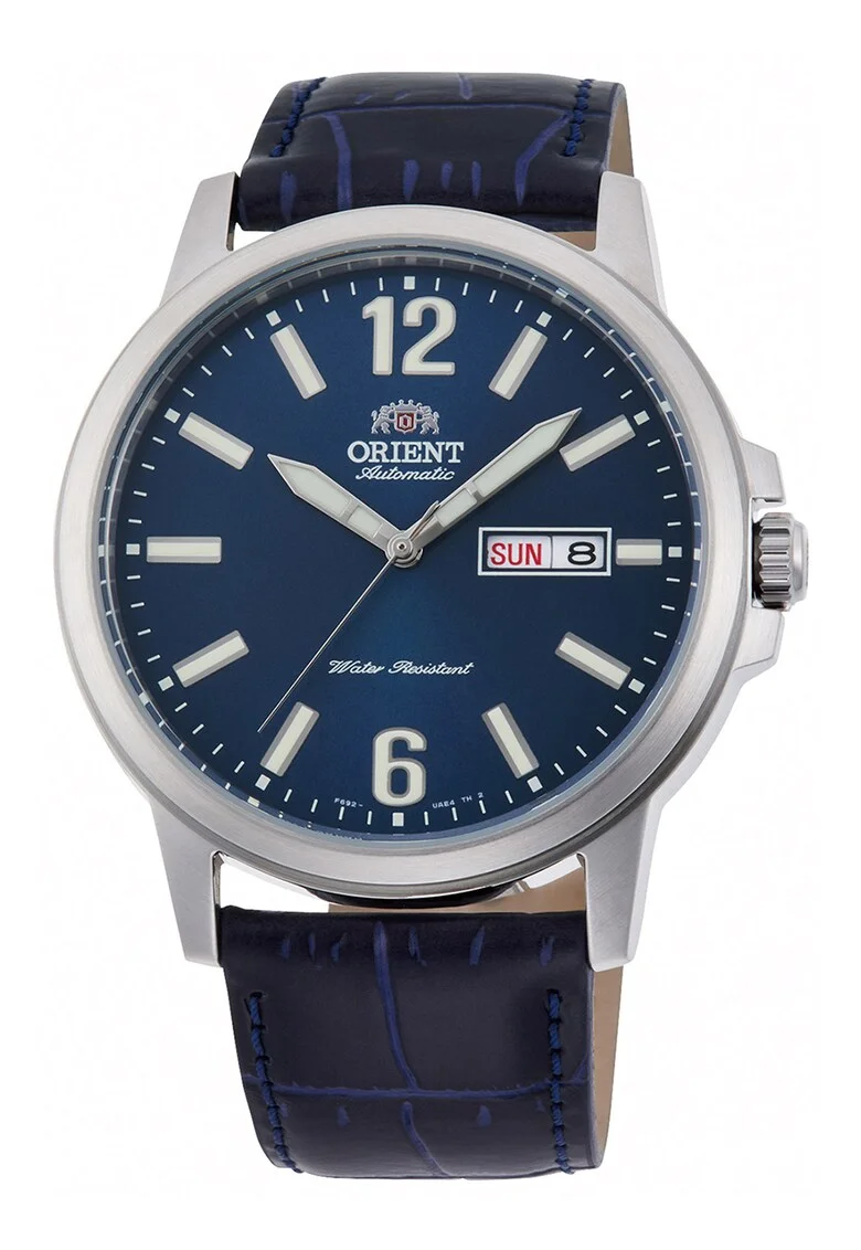Ceas automatic cu o curea de piele, Bleumarin