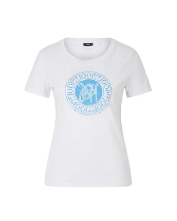 Tricou slim fit cu print frontal tip logo, Alb