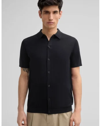 Tricou polo cu închidere prin nasturi 30045627, Negru