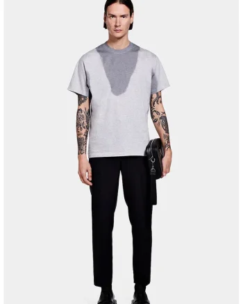 Tricou image oversize cu efect sweat, Gri