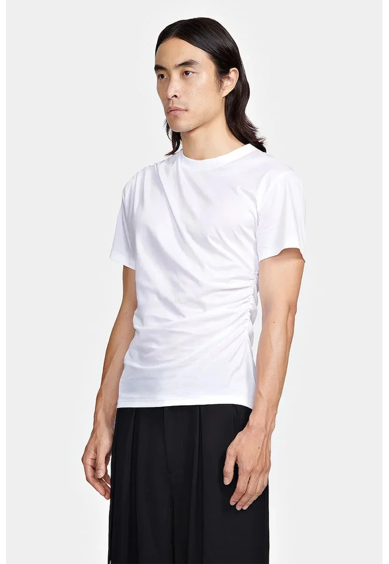 Tricou cu drapaj lateral, Alb