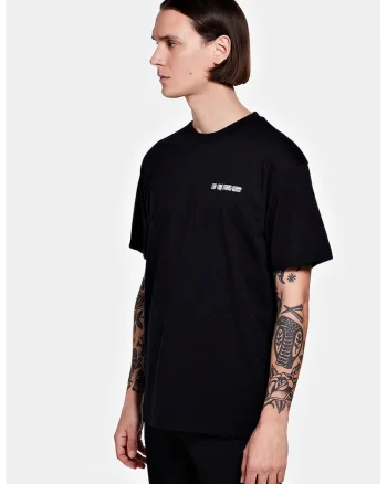 Tricou cu print logo în partea stângă, Negru