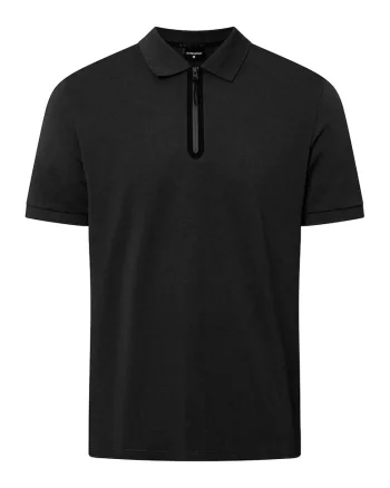 Tricou polo cu fermoar la gât, Negru