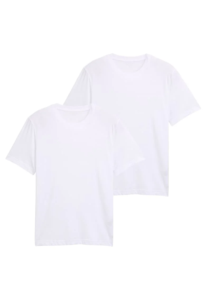 Set de tricouri cu decolteu la baza gatului - 2 piese, Alb