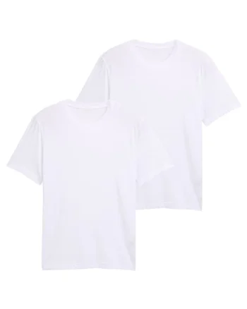 Set de tricouri cu decolteu la baza gatului - 2 piese, Alb