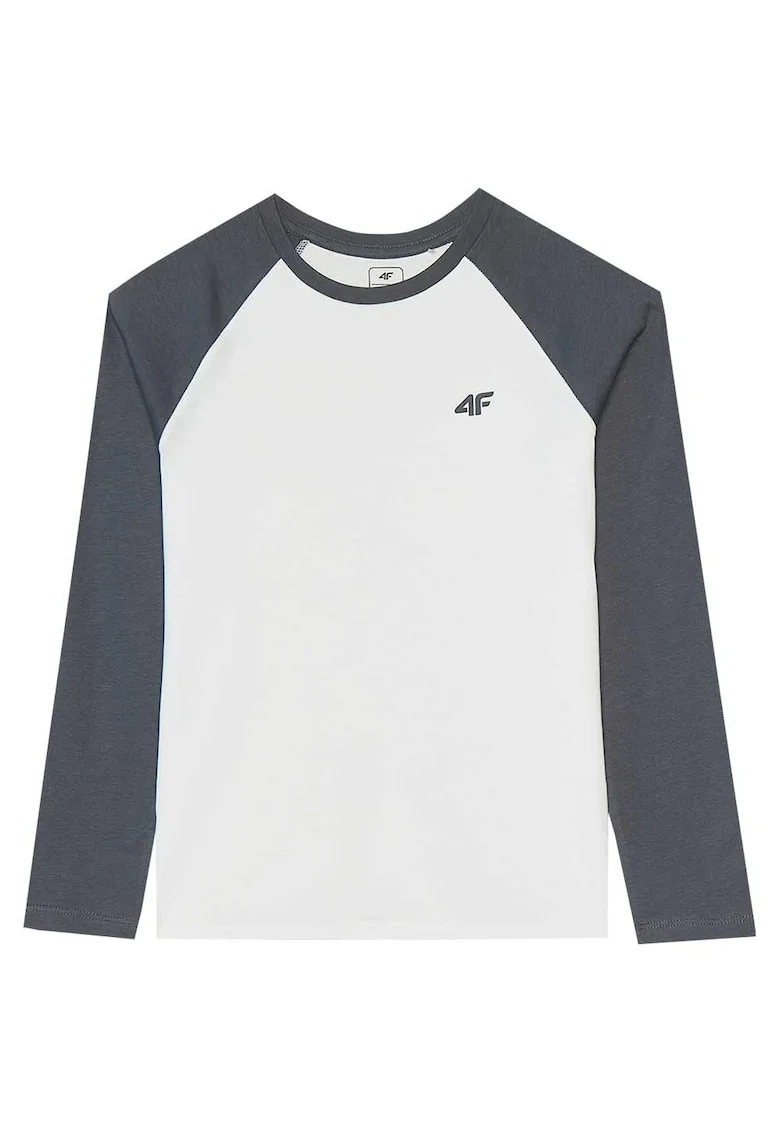 Bluza cu maneca lunga pentru copii  4FJWAW24TLONM293, bumbac, alb/gri