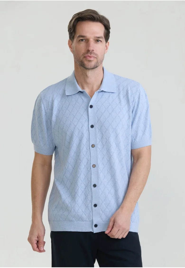 Tricou polo cu nasturi, Albastru deschis