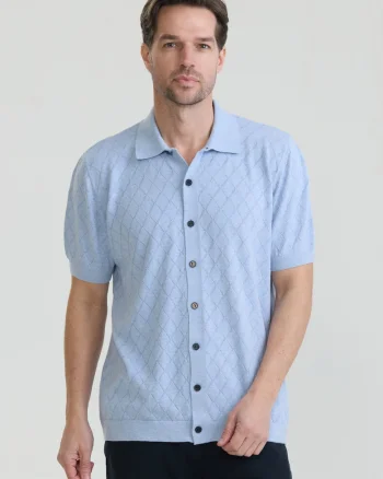 Tricou polo cu nasturi, Albastru deschis