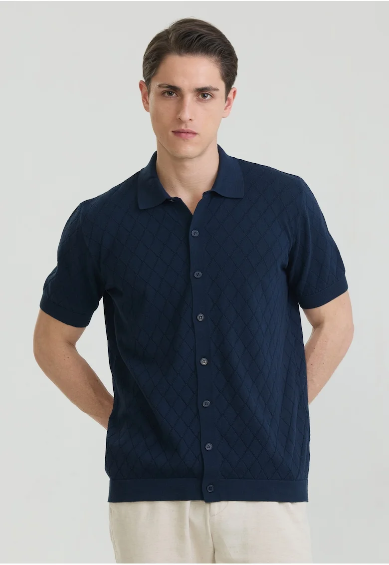 Tricou polo cu nasturi, Albastru ultramarin
