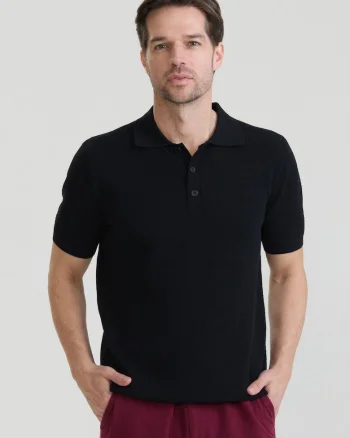Tricou polo tricotat, Negru