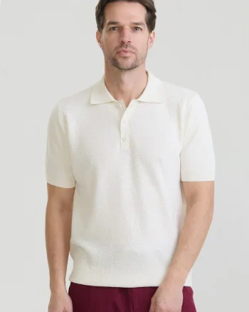 Tricou polo tricotat, Alb fildes