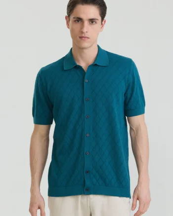 Tricou polo cu nasturi, Verde smarald