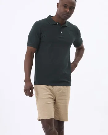 Tricou polo cu fenta cu nasturi, Verde englez