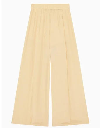 ,Pantaloni largi cu elastic în talie, Bej