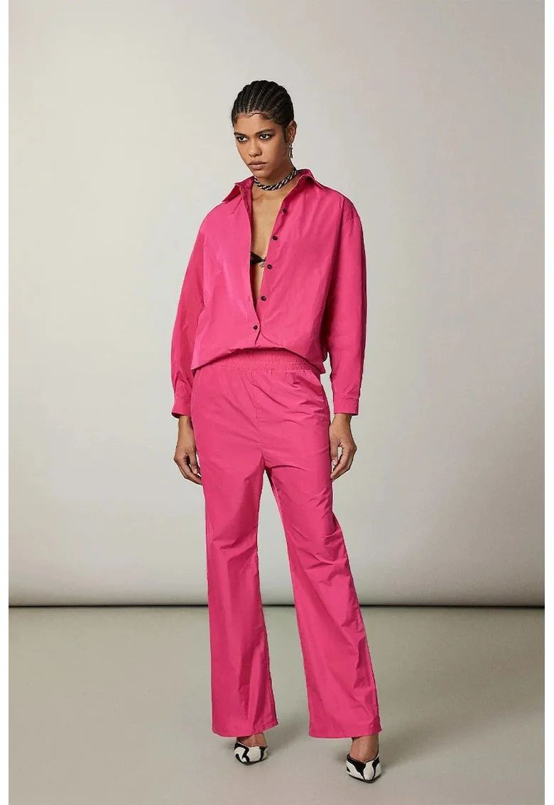 ,Pantaloni regular fit cu talie joasă, Roz