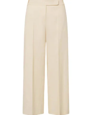 ,Pantaloni wide leg cu buzunare laterale, Crem