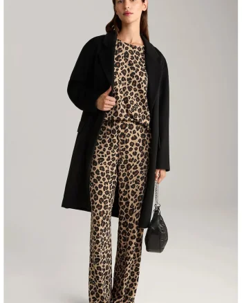 ,Pantaloni animal-print, cu talie înalta, Maro