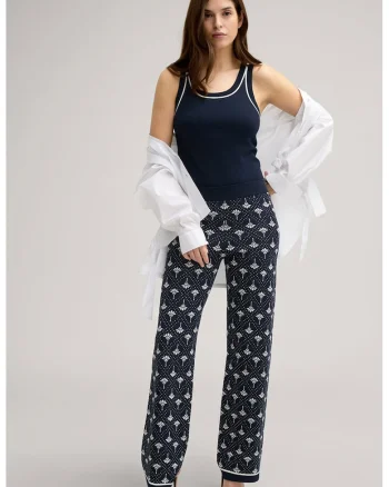 ,Pantaloni cu elastic în talie și imprimeu logo JP1, Albastru inchis
