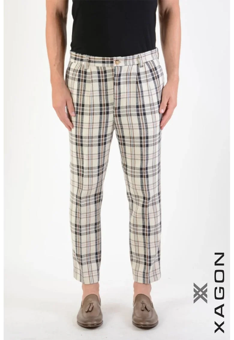 ,Pantaloni regular fit, cu imprimeu în dungi, Crem