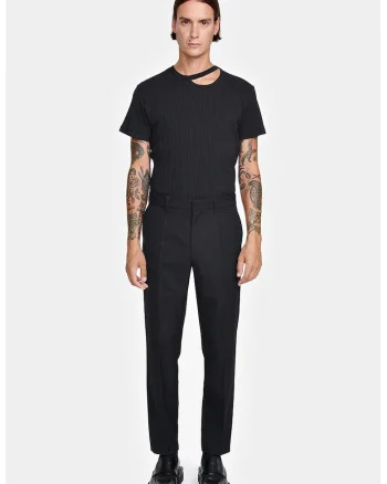 ,Pantaloni cigarette fit cu buzunare laterale, Negru