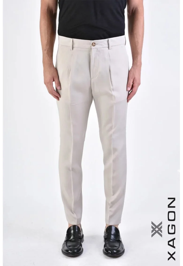 ,Pantaloni skinny cu buzunare laterale, Bej