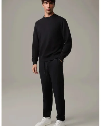 ,Pantaloni regular fit cu snur in talie, Negru