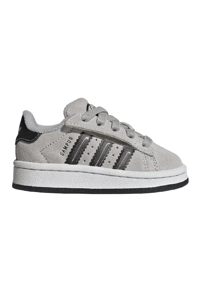 Pantofi sport din piele intoarsa cu inchidere velcro Campus, Negru/Gri