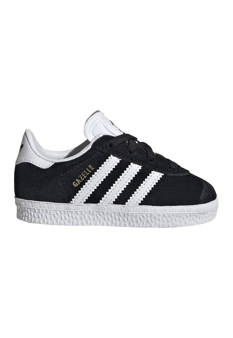 Pantofi sport Gazelle din piele intoarsa si piele, Alb/Auriu/Negru