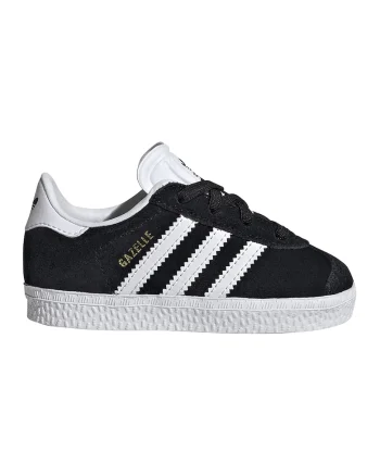Pantofi sport Gazelle din piele intoarsa si piele, Alb/Auriu/Negru