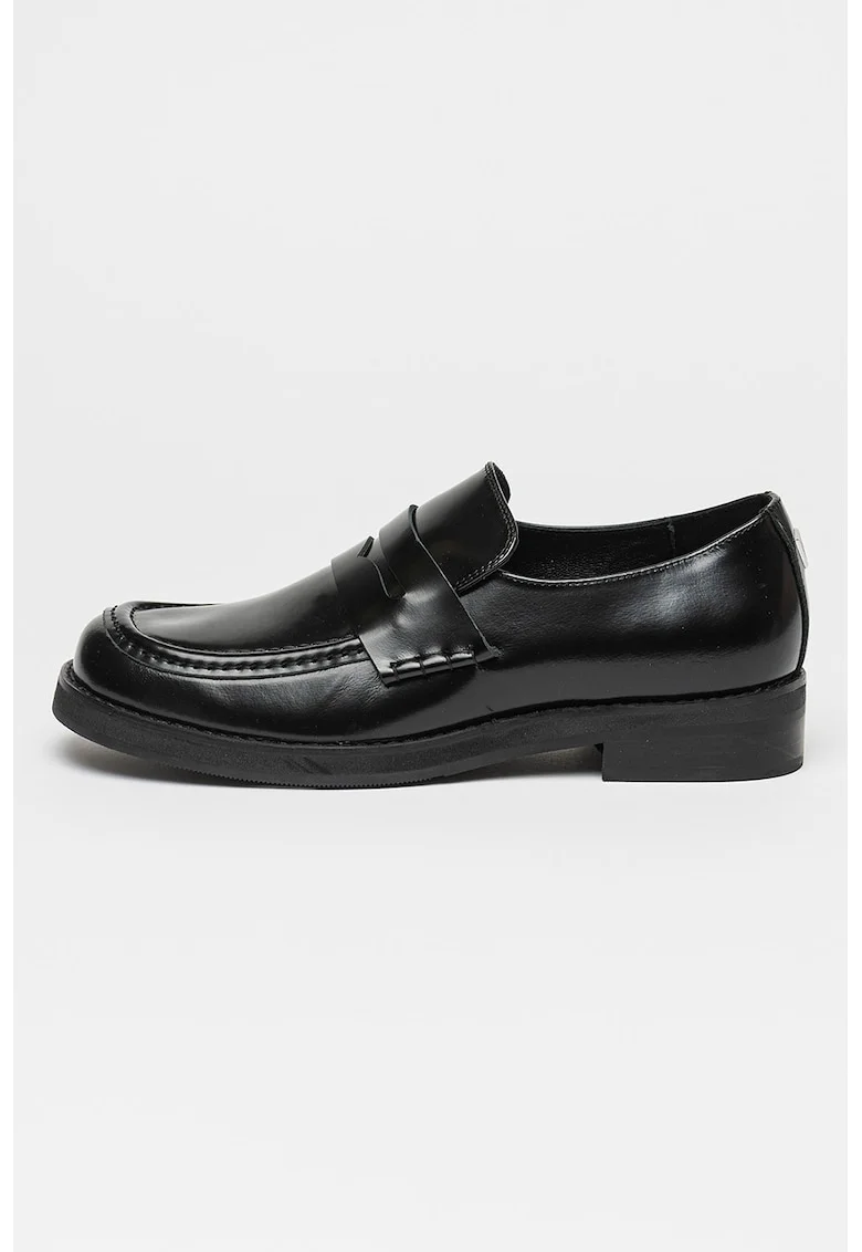 Pantofi loafer uni de piele, Negru