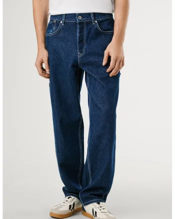 Blugi relaxed fit, Albastru inchis