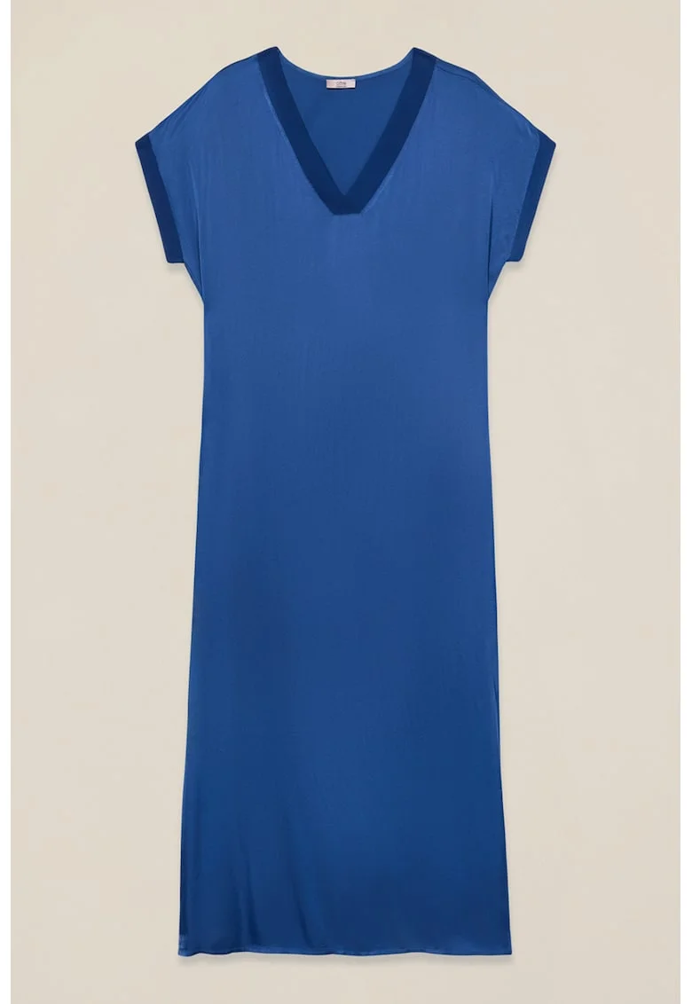 Rochie midi de satin, Albastru inchis