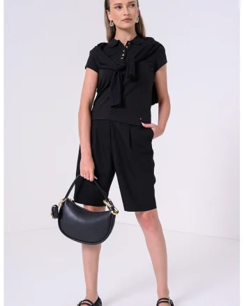 Tricou polo din amestec de bumbac, Negru