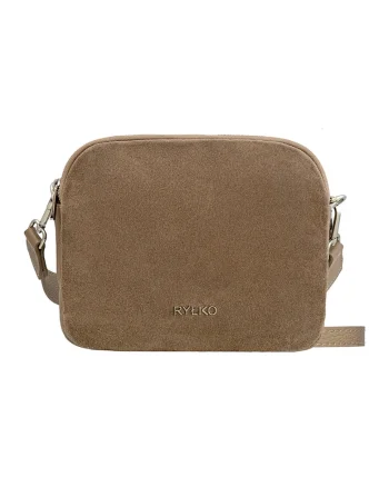 Geanta de piele cu bareta de umar, Maro taupe deschis