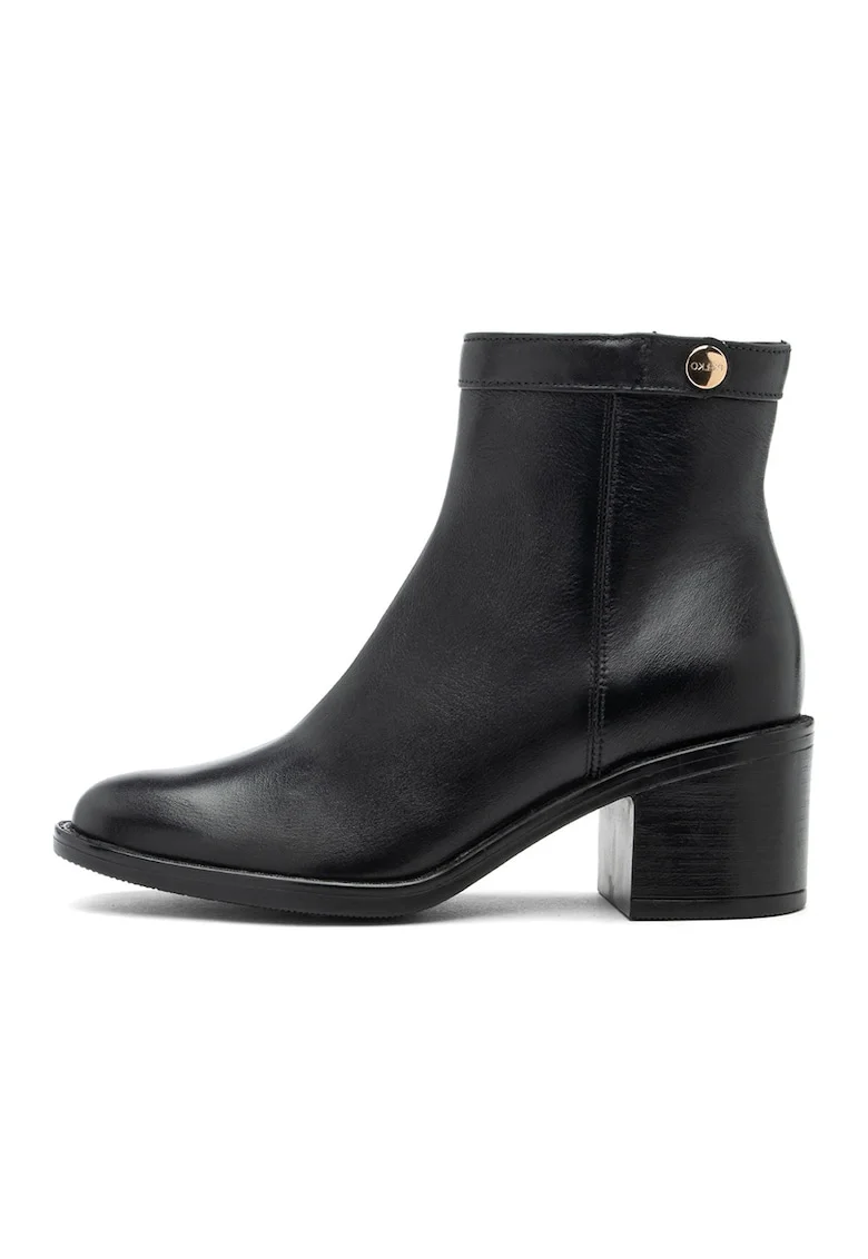 Botine de piele cu toc masiv Debra, Negru