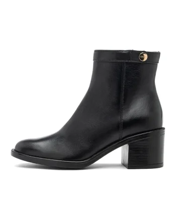 Botine de piele cu toc masiv Debra, Negru