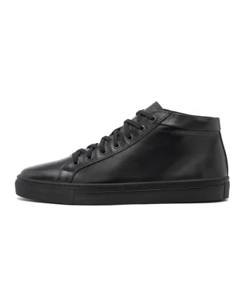 Pantofi casurl mid-cut de piele, Negru