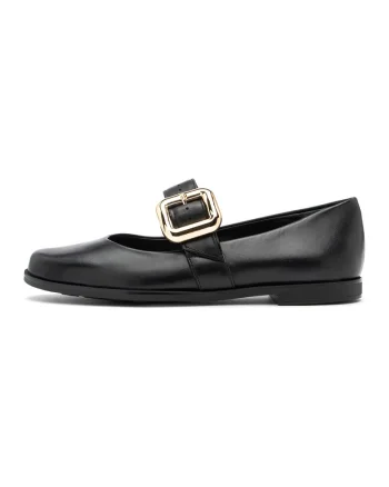 Balerini Mary Jane de piele, Negru