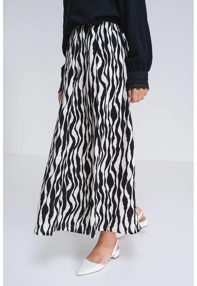 Fusta maxi cu model, Alb/Negru