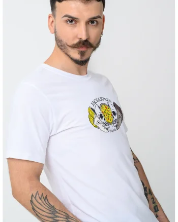 Tricou de bumbac cu imprimeu, Alb/Galben